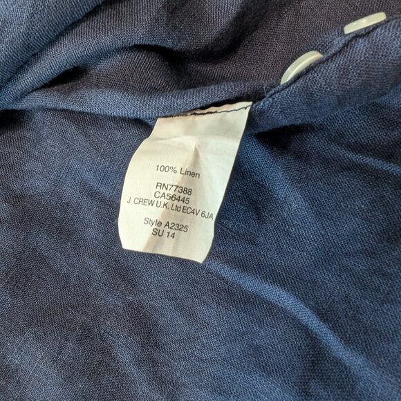 J Crew 100% Linen Shirt - Navy Blue - Small - Picture 6 of 6